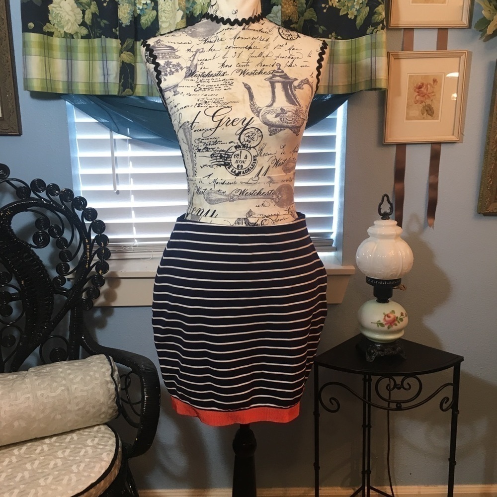 Ann Taylor stretch striped mini skirt